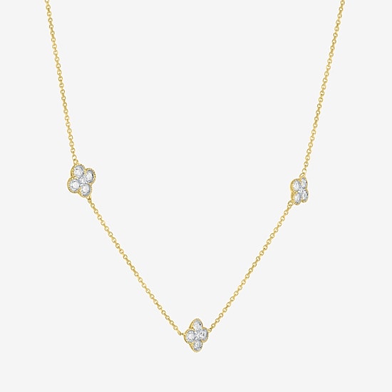 Diamond Addiction (G-H / Si2-I1) Womens 1/3 CT. T.W. Lab Grown White Diamond 10K Gold Flower 16 Inch Pendant Necklace