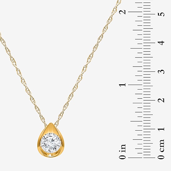 I/Si2 Womens 1 CT. T.W. Lab Grown White Diamond 14K Gold Over Silver Pear 18 Inch Pendant Necklace