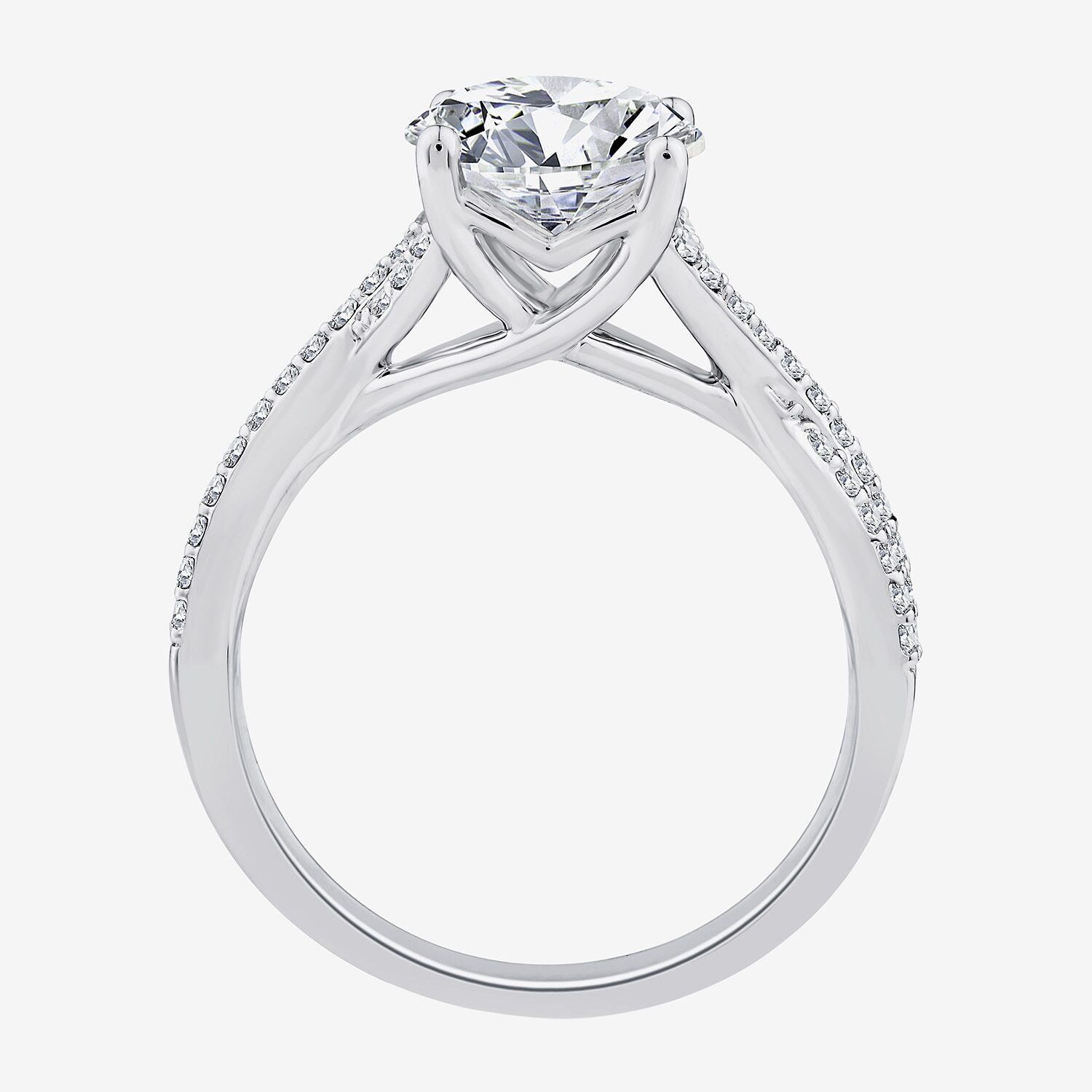 Signature By Modern Bride (F / Vs2) Womens 3 1/4 CT. T.W. Lab Grown White Diamond 14K Gold Oval Side Stone Engagement Ring