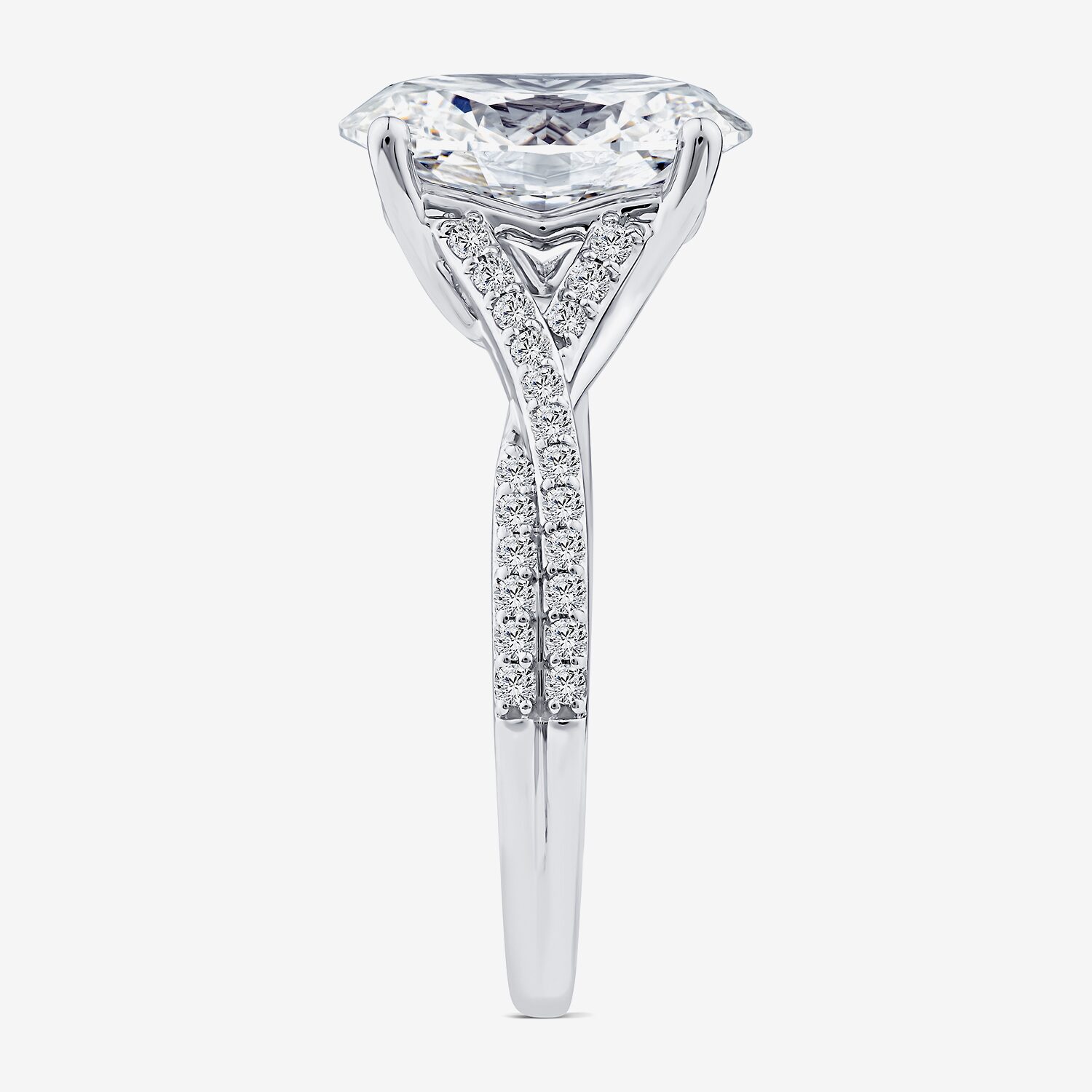 Signature By Modern Bride (F / Vs2) Womens 3 1/4 CT. T.W. Lab Grown White Diamond 14K Gold Oval Side Stone Engagement Ring