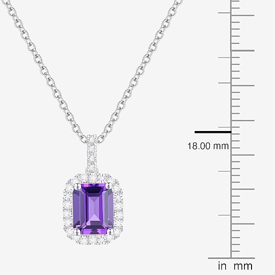 Yes, Please! Womens Lab Created Purple Amethyst Sterling Silver 18 Inch Pendant Necklace