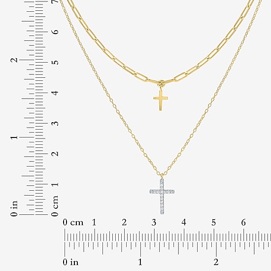 Religious Jewelry Yes, Please! Cross(G-H / Si2-I1) Womens Diamond Accent Lab Grown White Diamond Cross Pendant Necklace Set