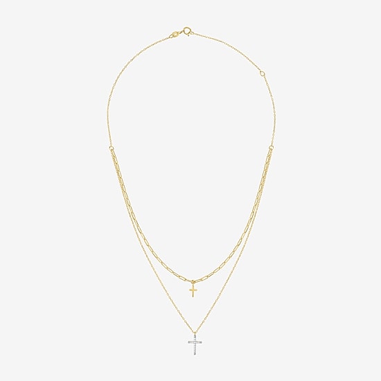 Religious Jewelry Yes, Please! Cross(G-H / Si2-I1) Womens Diamond Accent Lab Grown White Diamond Cross Pendant Necklace Set