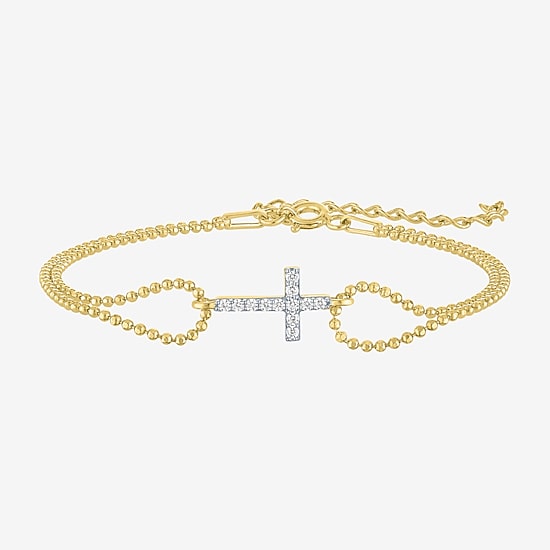 Religious Jewelry Yes, Please! Cross (G-H / Si2-I1) Womens Diamond Accent Lab Grown White Diamond Sterling Silver Cross Charm Bracelet