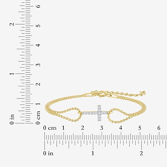 Religious Jewelry Yes, Please! Cross (G-H / Si2-I1) Womens Diamond Accent Lab Grown White Diamond Sterling Silver Cross Charm Bracelet