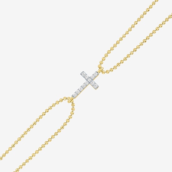 Religious Jewelry Yes, Please! Cross (G-H / Si2-I1) Womens Diamond Accent Lab Grown White Diamond Sterling Silver Cross Charm Bracelet