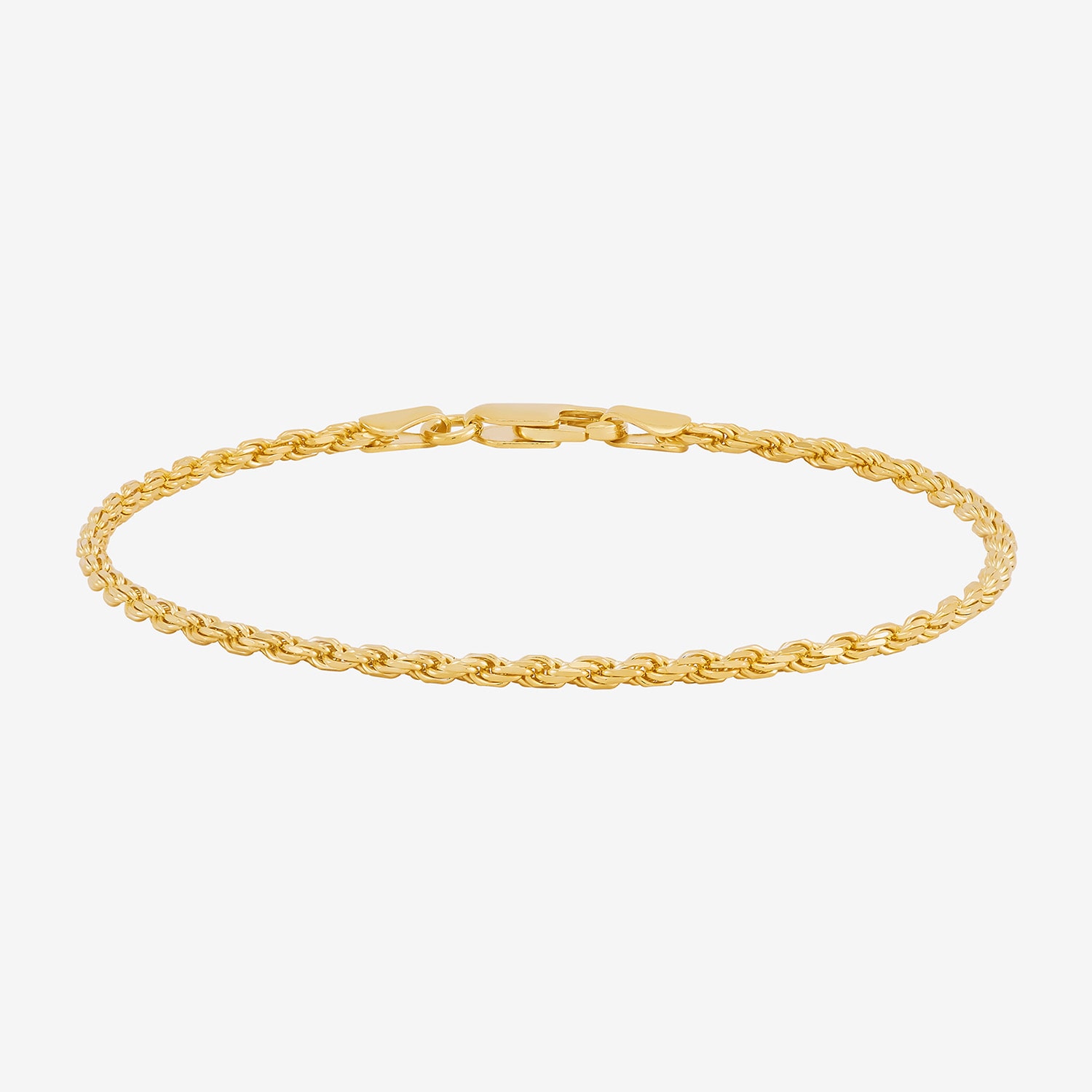 Made in Italy Womens 24K Gold Over Silver 7.5 Inch Solid Rope Chain Bracelet