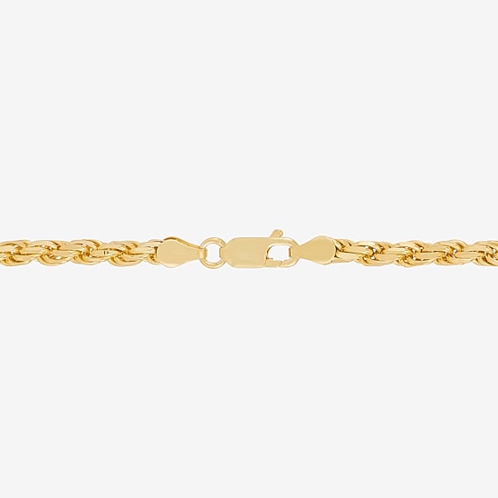 Made in Italy Womens 24K Gold Over Silver 8 1/2 Inch Solid Rope Chain Bracelet