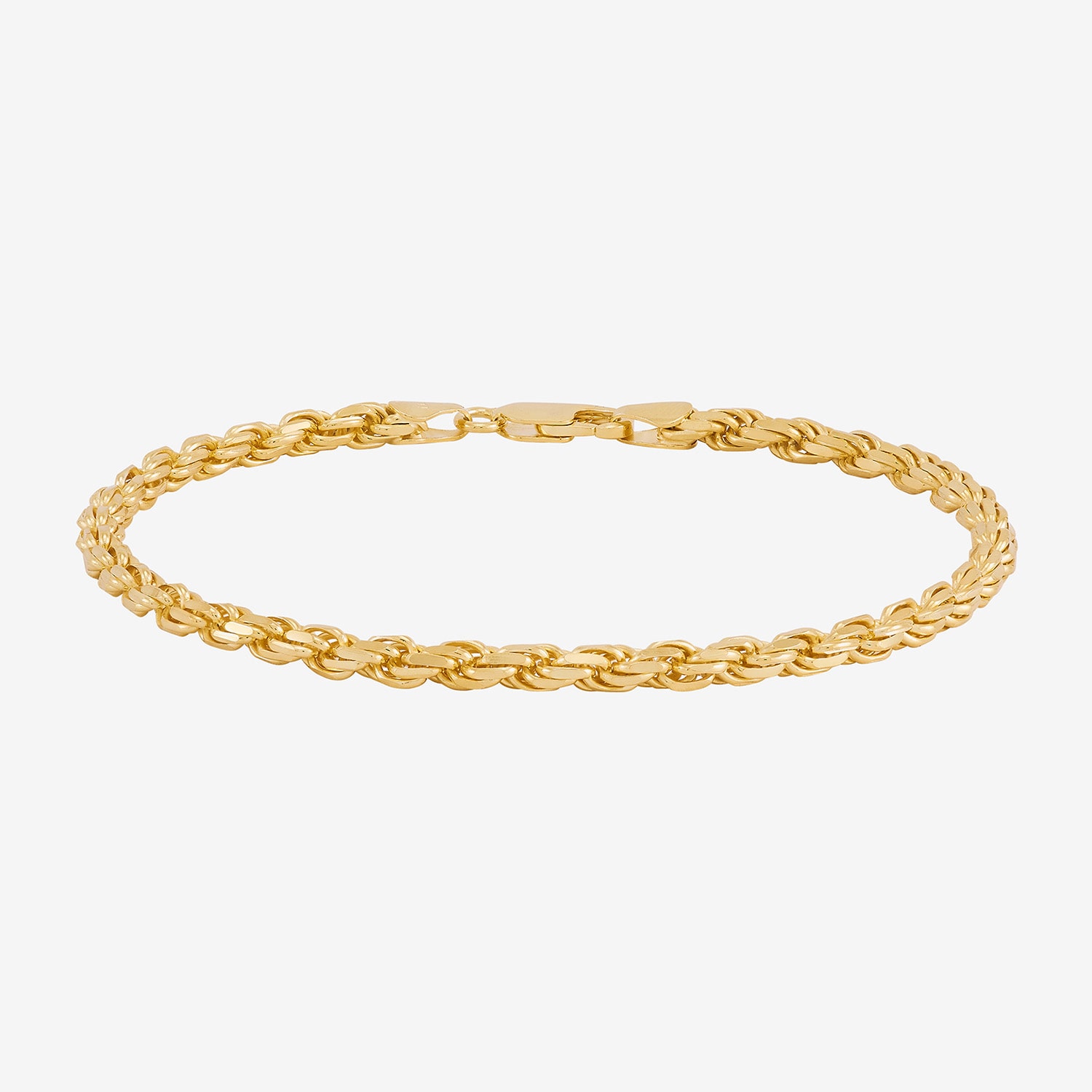 Made in Italy Womens 24K Gold Over Silver 8 1/2 Inch Solid Rope Chain Bracelet