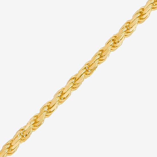 Made in Italy Womens 24K Gold Over Silver 8 1/2 Inch Solid Rope Chain Bracelet