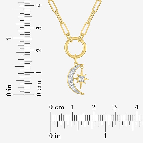 Diamond Addiction Moon Star (G-H / Si2-I1) Womens 1/10 CT. T.W. Lab Grown White Diamond 14K Gold Over Silver Moon 18 Inch Pendant Necklace