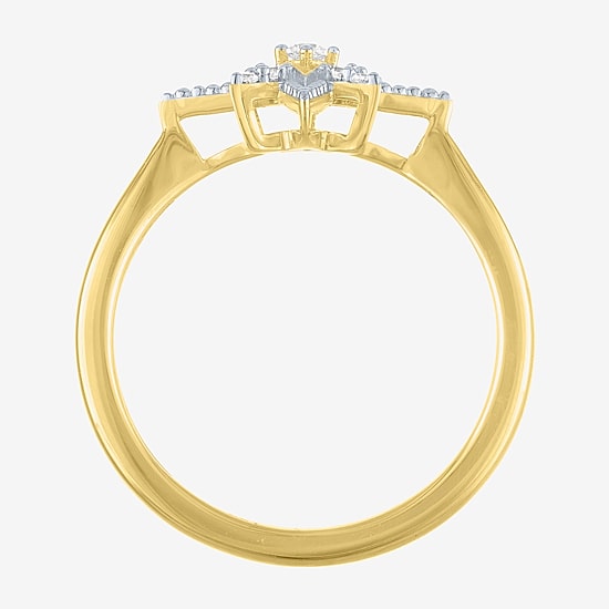 Diamond Addiction (G-H / Si2-I1) Womens 1/10 CT. T.W. Lab Grown White Diamond 14K Gold Over Silver Star Cocktail Ring