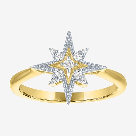 Diamond Addiction (G-H / Si2-I1) Womens 1/10 CT. T.W. Lab Grown White Diamond 14K Gold Over Silver Star Cocktail Ring