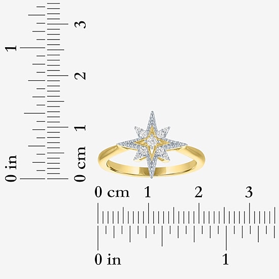 Diamond Addiction (G-H / Si2-I1) Womens 1/10 CT. T.W. Lab Grown White Diamond 14K Gold Over Silver Star Cocktail Ring