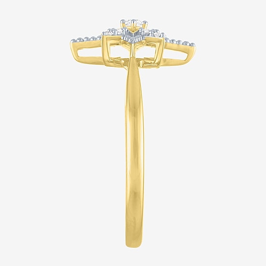 Diamond Addiction (G-H / Si2-I1) Womens 1/10 CT. T.W. Lab Grown White Diamond 14K Gold Over Silver Star Cocktail Ring