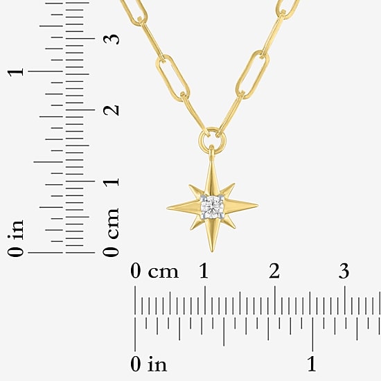 Diamond Addiction North Star (G-H / Si2-I1) Womens 1/10 CT. T.W. Lab Grown White Diamond 14K Gold Over Silver Star 18 Inch Pendant Necklace