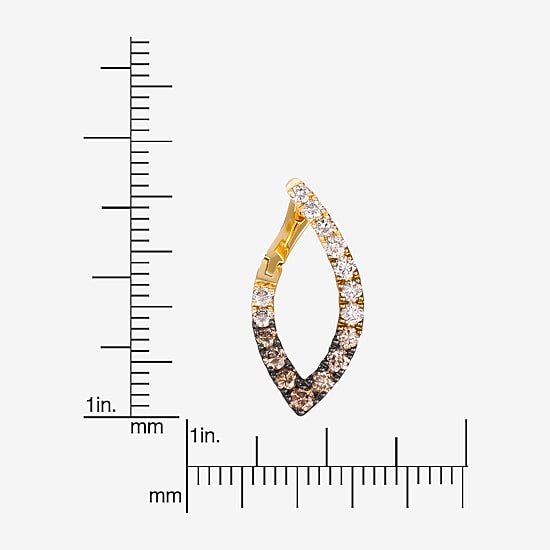 Levian Corp Le Vian Womens 7/8 CT. T.W. Natural Champagne Diamond 14K Gold Hoop Earrings