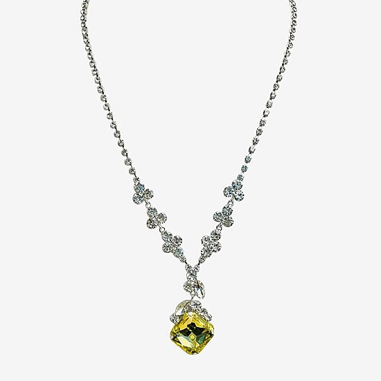 Bijoux Bar Gold Tone Womens Yellow 18 Inch Statement Necklace