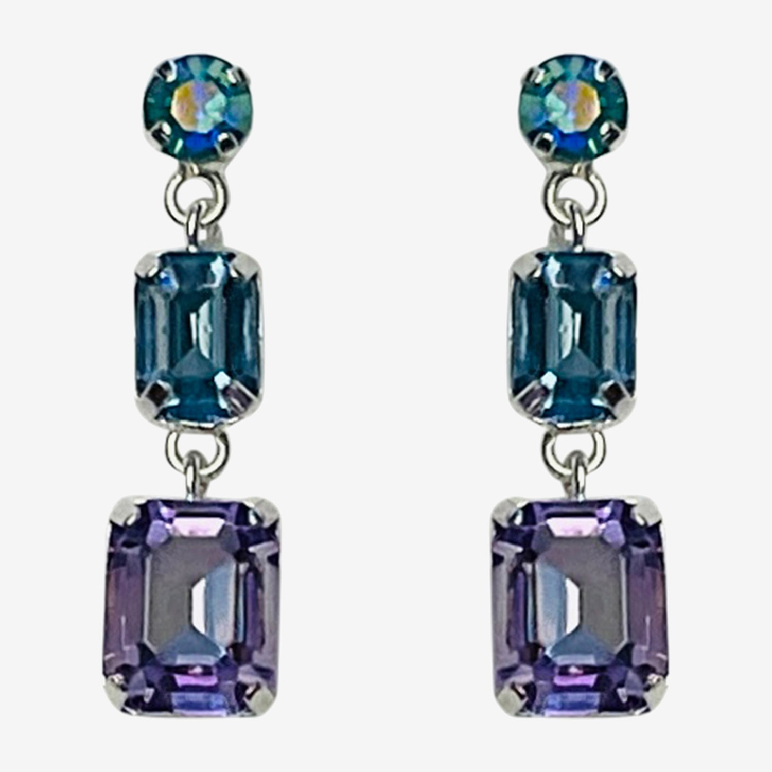Bijoux Bar Silver Tone Womens Purple Glass Drop Earrings