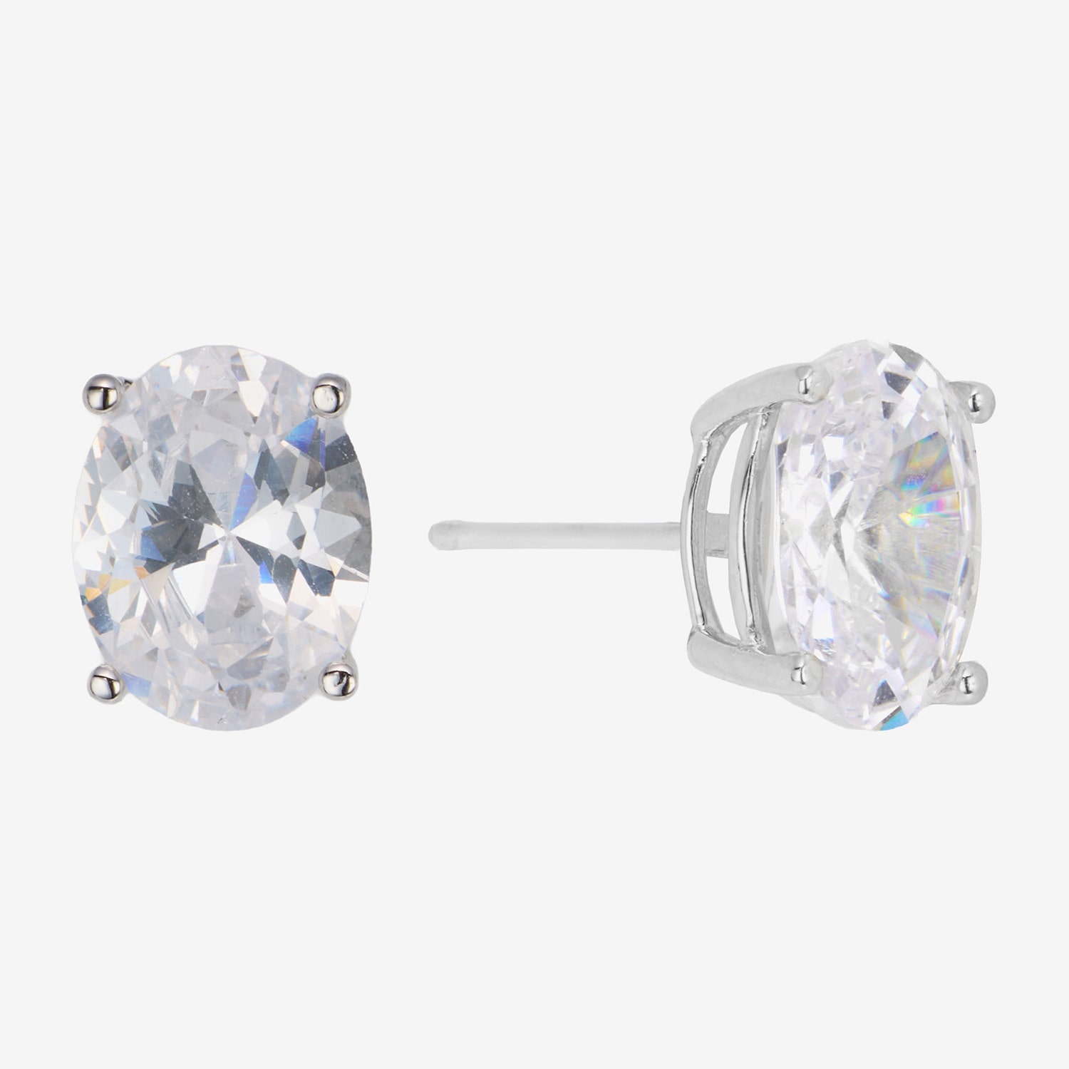 Sparkle Allure Cubic Zirconia 9mm Oval Stud Earrings