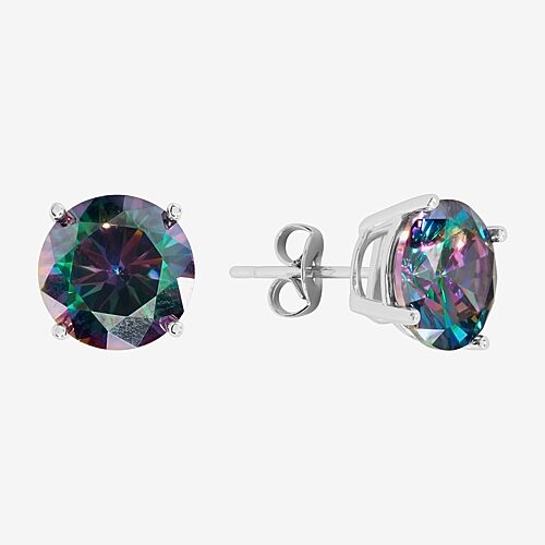 Sparkle Allure Multi Color Cubic Zirconia 8mm Round Stud Earrings, One Size, Silver