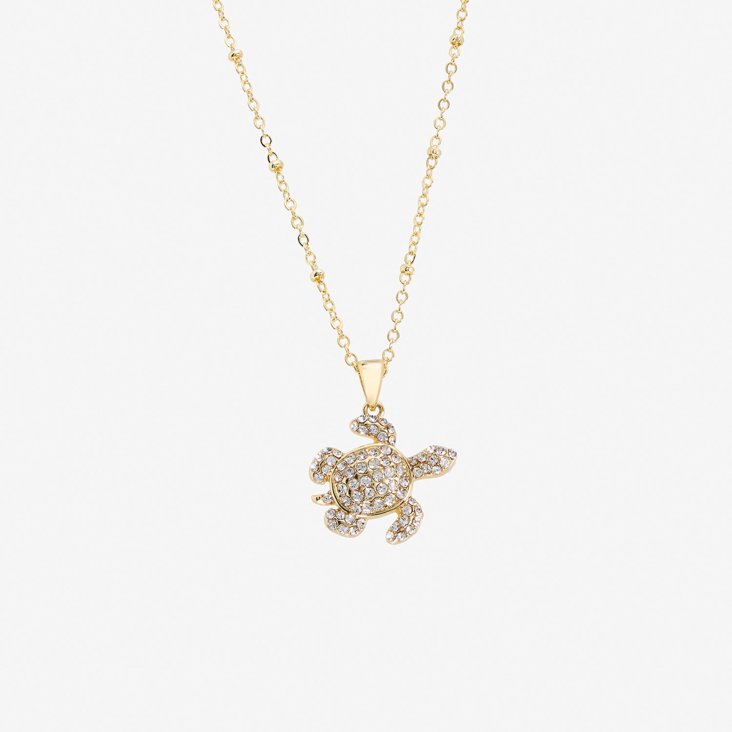 Silver Reflections Turtle Womens Crystal 14K Gold Over Brass 16 Inch Pendant Necklace