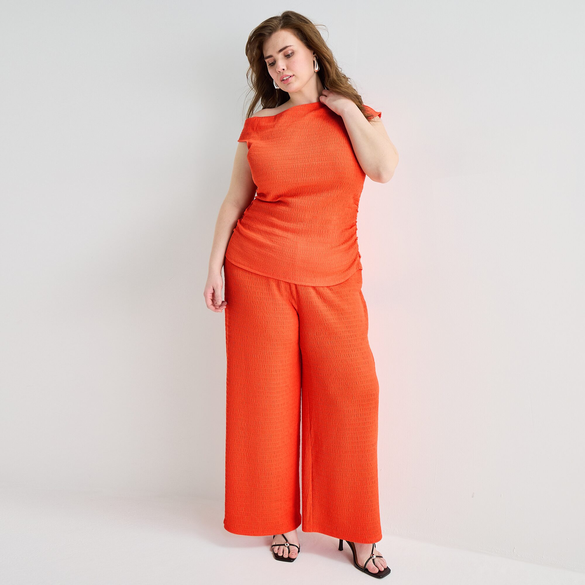 Bold Elements Womens Plus Asymmetrical Neck Short Sleeve Blouse