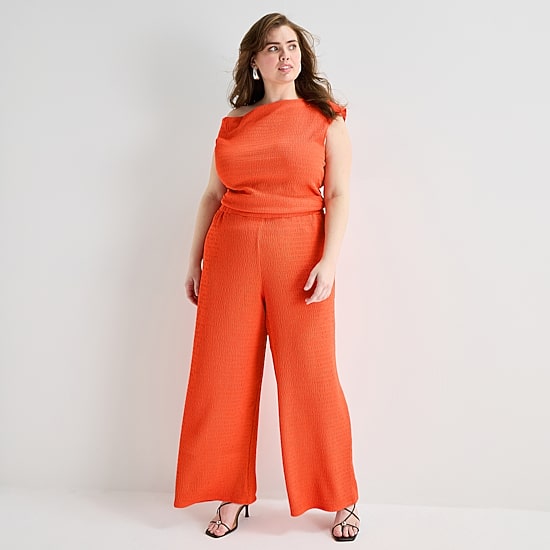 Bold Elements Womens Plus Wide Leg Mid Rise Pull-On Pant