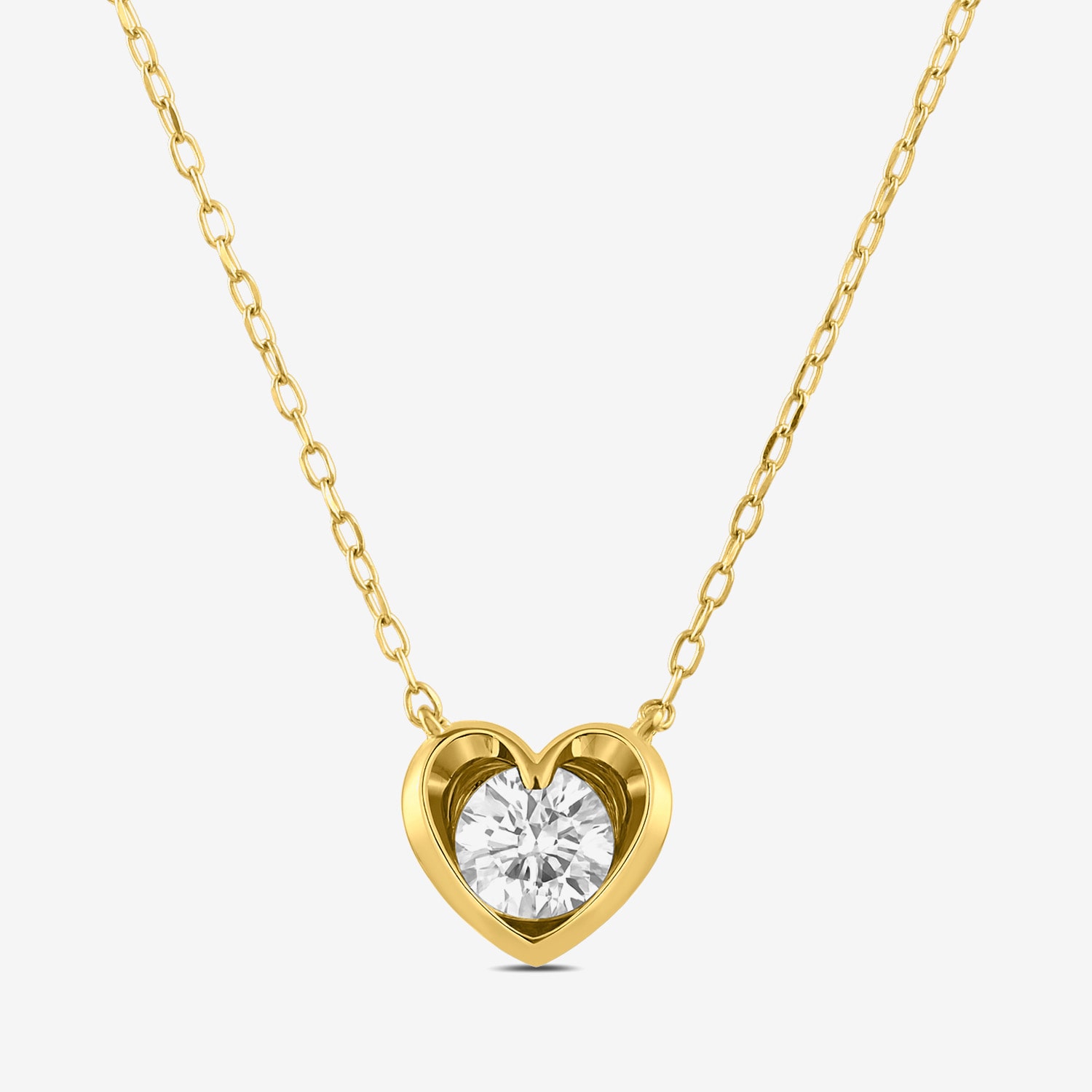 ( I/I2 ) 1/2 CT. T.W. Lab-Grown Diamond 14K Gold Over Silver Heart 18 Inch Pendant Necklace