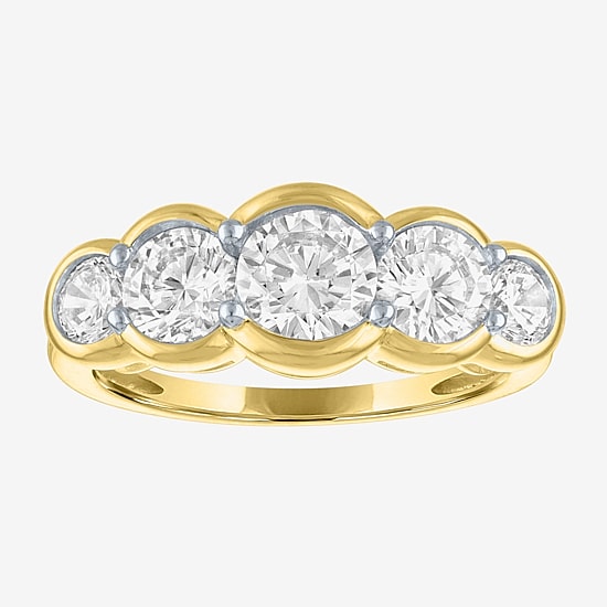 G-H / Si2-I1 Womens 7.5MM 2 CT. T.W. Lab Grown White Diamond 10K Gold 5-Stone Anniversary Band