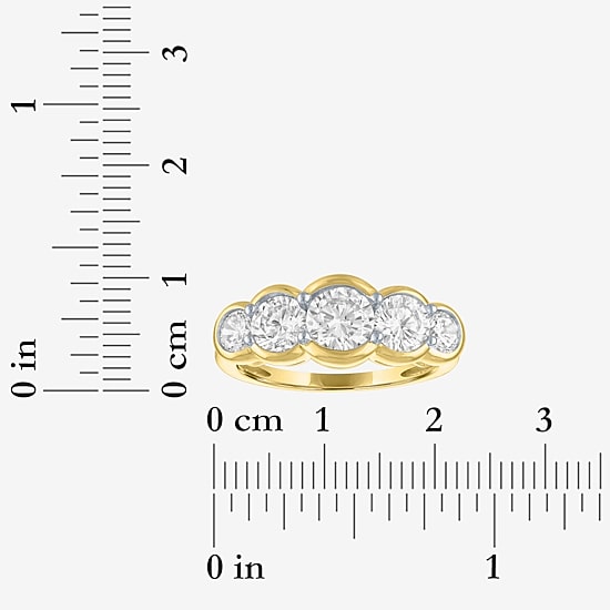 G-H / Si2-I1 Womens 7.5MM 2 CT. T.W. Lab Grown White Diamond 10K Gold 5-Stone Anniversary Band
