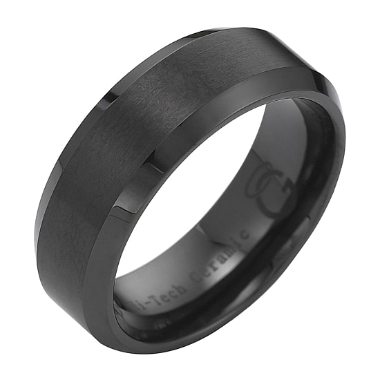  Mens Beveled Ceramic Band