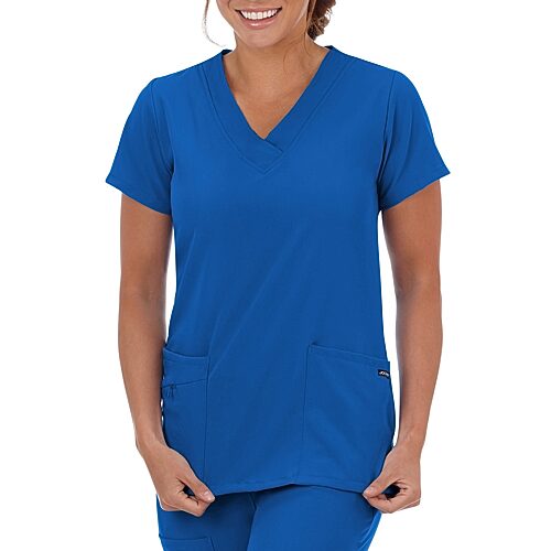 Jockey 2206 Womens V Neck Short Sleeve Scrub Top, Large, Blue