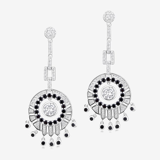 Diamonart Womens Cubic Zirconia Sterling Silver Round Drop Earrings