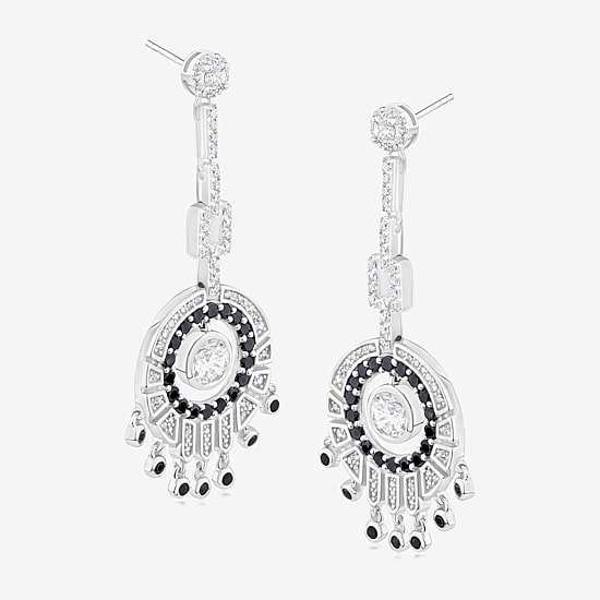 Diamonart Womens Cubic Zirconia Sterling Silver Round Drop Earrings