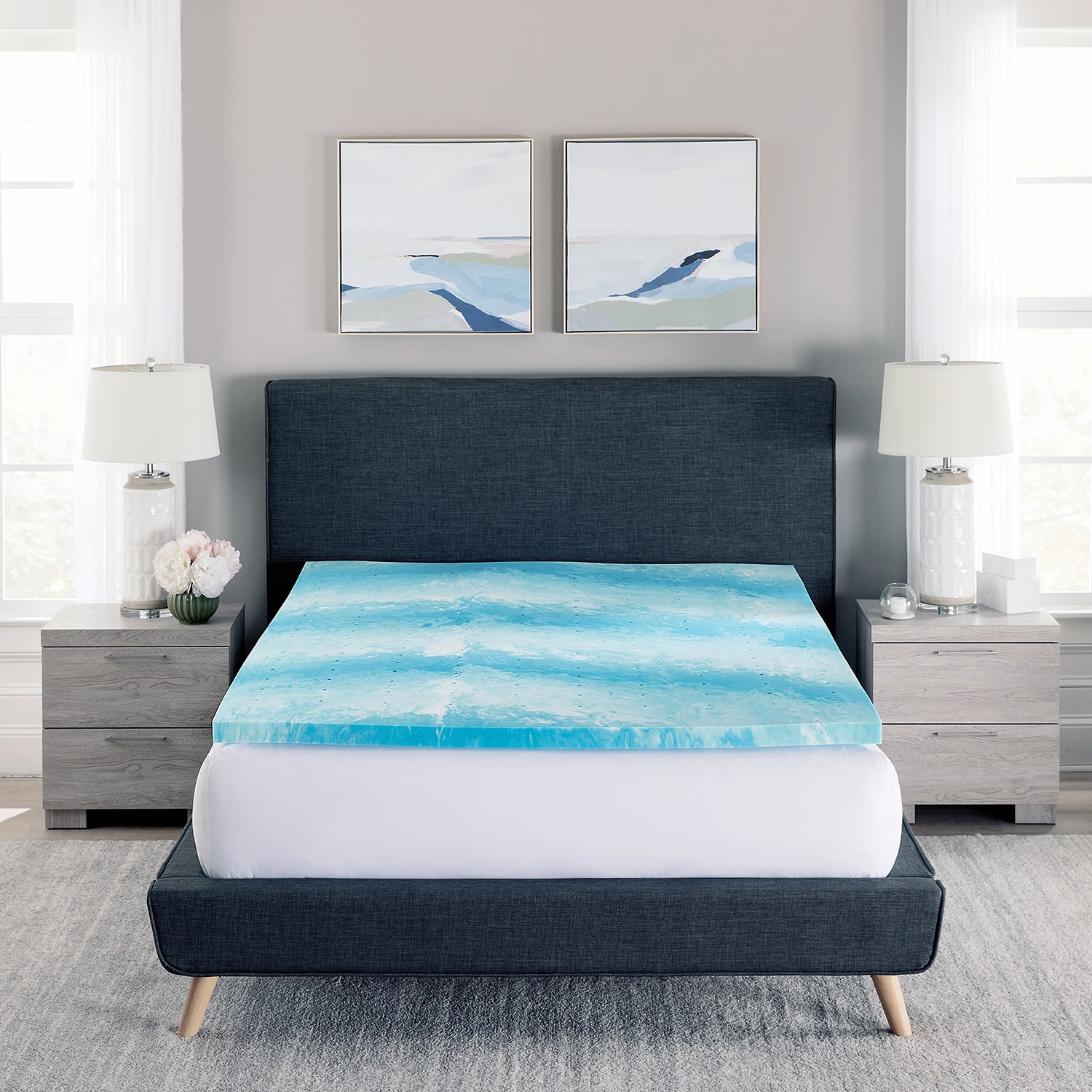 Bodipedic Home 2 Inch Gel Swirl Memory Foam Topper