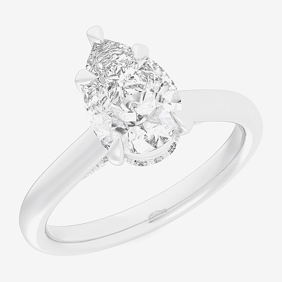 (G-H / Si1-Si2) Womens 1 1/7 CT. T.W. Lab Grown White Diamond 14K Gold Pear Solitaire Engagement Ring