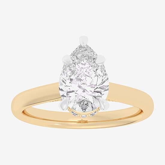 (G-H / Si1-Si2) Womens 1 1/7 CT. T.W. Lab Grown White Diamond 14K Gold Pear Solitaire Engagement Ring