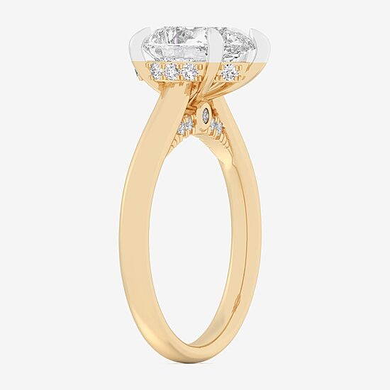 (G-H / Si1-Si2) Womens 1 1/7 CT. T.W. Lab Grown White Diamond 14K Gold Pear Solitaire Engagement Ring