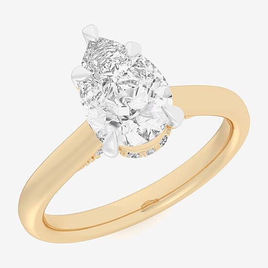 (G-H / Si1-Si2) Womens 1 1/7 CT. T.W. Lab Grown White Diamond 14K Gold Pear Solitaire Engagement Ring