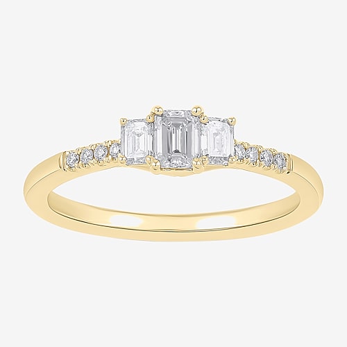 Love Lives Forever Love Lives Forever (H-I / Si2) Womens 1/2 CT. T.W. Lab Grown White Diamond 10K Gold Side Stone 3-Stone Engagement Ring, 8 1/2, Yell