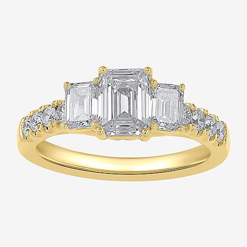Love Lives Forever Love Lives Forever (H-I / Si2) Womens 2 CT. T.W. Lab Grown White Diamond 10K Gold Side Stone 3-Stone Engagement Ring, 8 1/2, Yellow