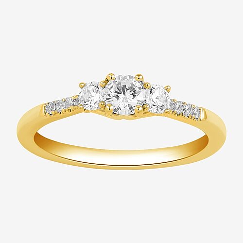 Love Lives Forever Love Lives Forever (H-I / Si2) Womens 3/4 CT. T.W. Lab Grown White Diamond 10K Gold Round Side Stone 3-Stone Engagement Ring, 8, Ye