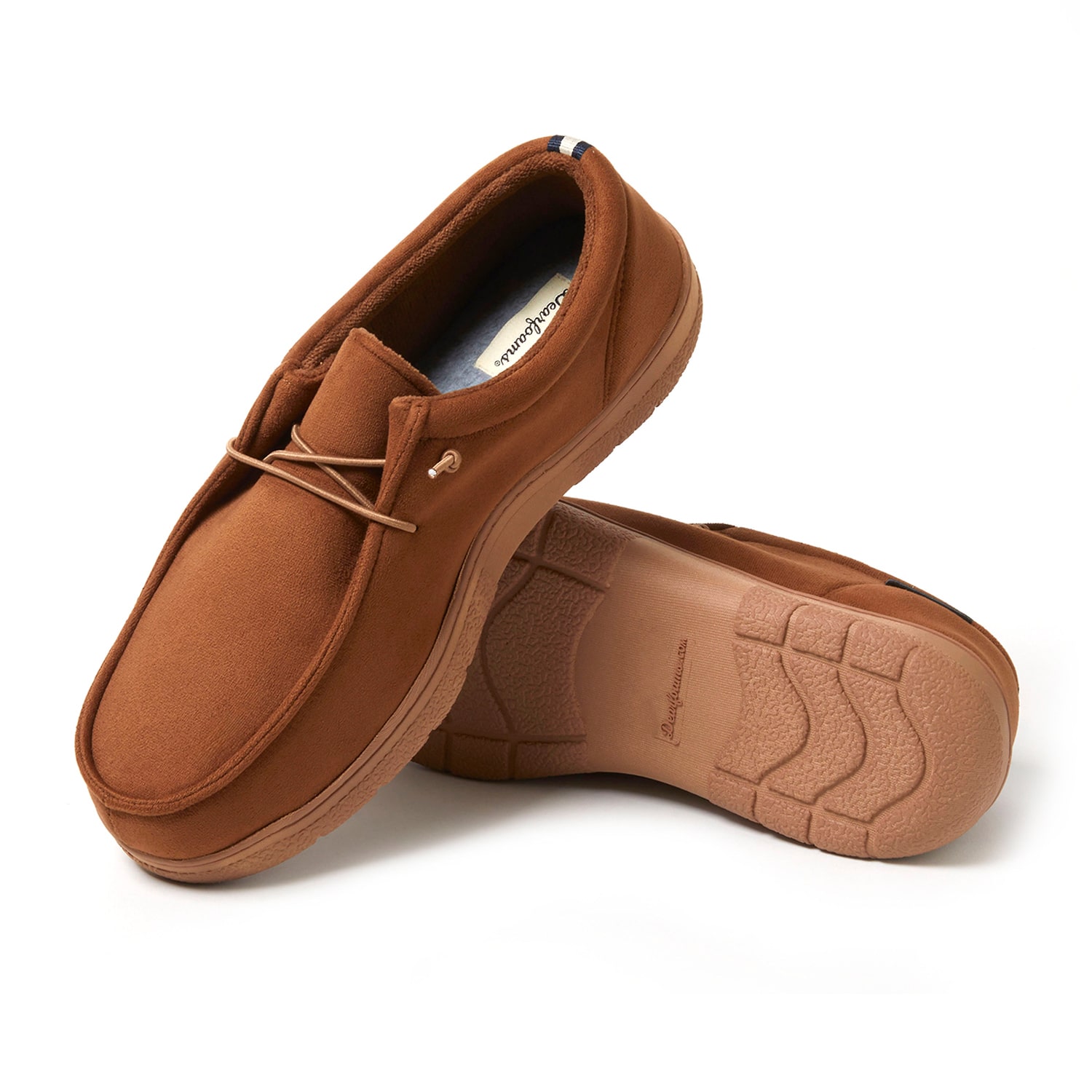 Dearfoams Mens Memory Foam Slip-On Slippers