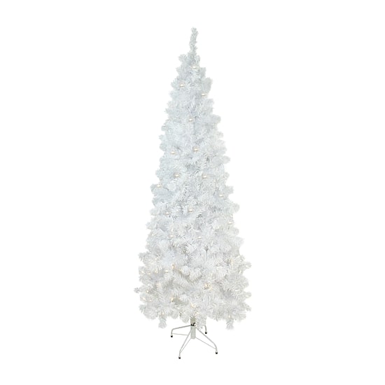 Northlight White Pencil Artificial Warm White Led Lights 7 1/2 Foot Pre-Lit Pine Christmas Tree