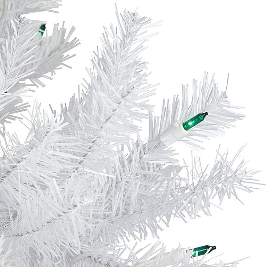 Northlight Slim Geneva White Spruce Artificial  Green Lights 6 1/2 Foot Pre-Lit Christmas Tree
