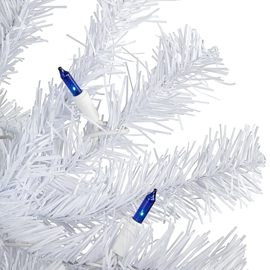 Northlight Slim Geneva White Spruce Artificial  Blue Lights 6 1/2 Foot Pre-Lit Christmas Tree