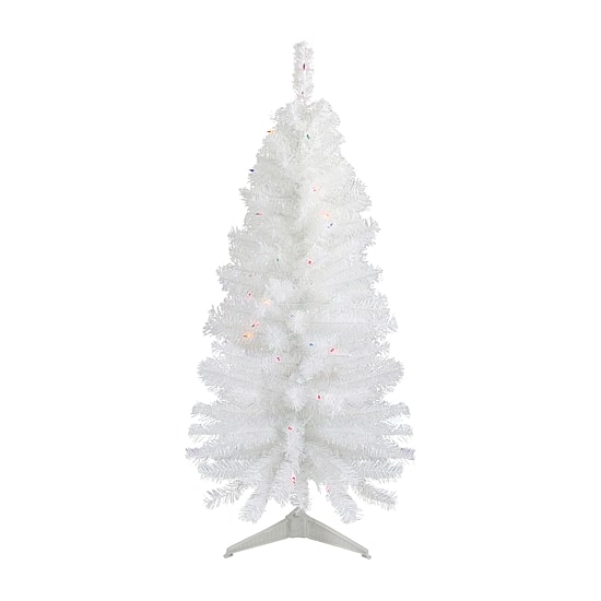 Northlight White Slim Artificial Multi Lights 4 Foot Pre-Lit Pine Christmas Tree