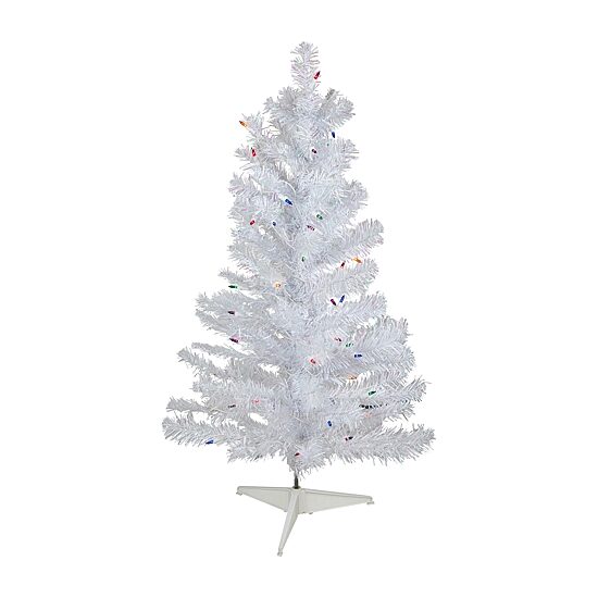 Northlight White Iridescent Artificial Multi Lights 3 Foot Pre-Lit Pine Christmas Tree