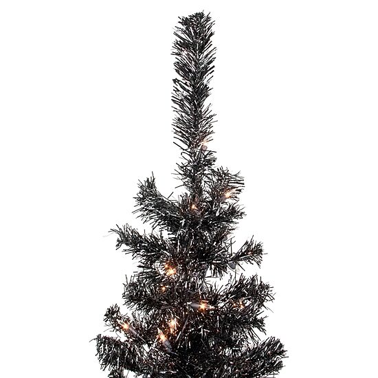 Northlight Black Artificial Tinsel  Clear Lights 4 Foot Pre-Lit Christmas Tree